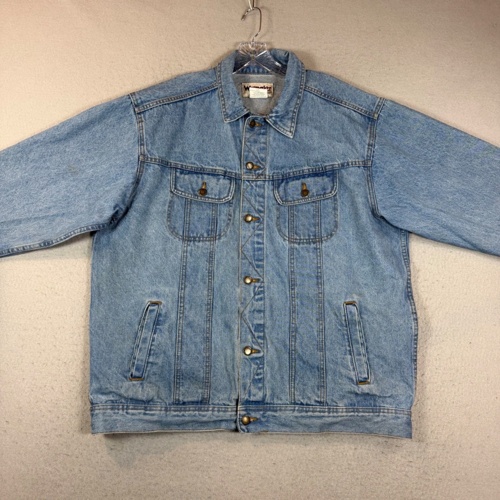 Wrangler Jacket Mens XLT Rugged Wear RJK30VI Blue Denim Tall Button Front